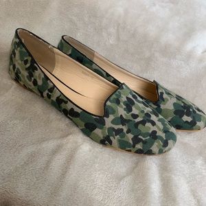 Nichole Simpson slip on camo print flats